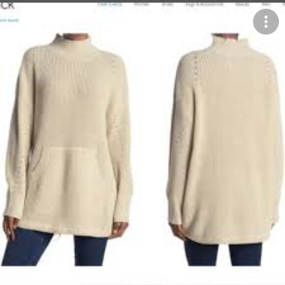 🔥5 for $25 sale🔥 RDI NWT cream mock neck drawstring waist loose fit sweater - Picture 1 of 14